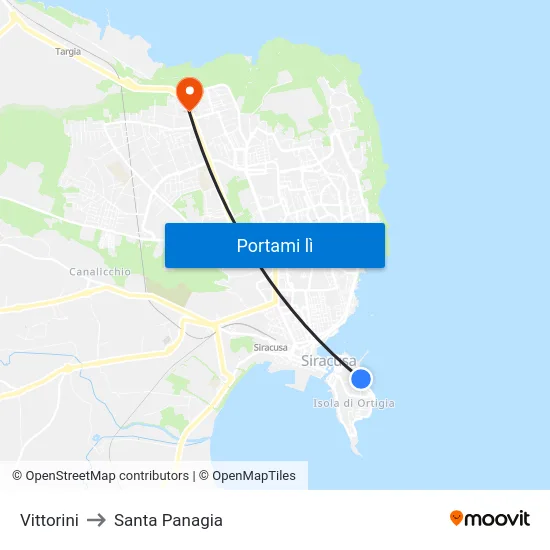 Vittorini to Santa Panagia map