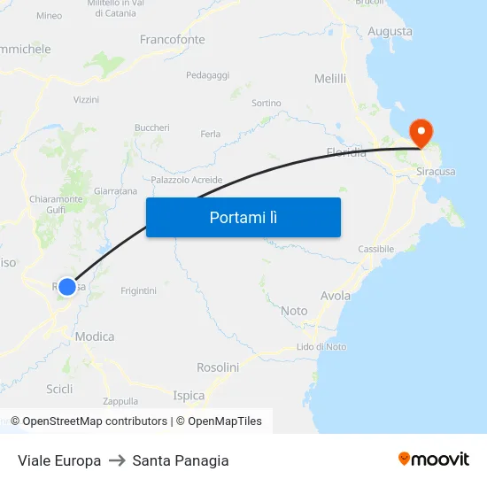 Viale Europa to Santa Panagia map