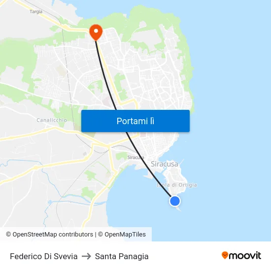 Federico Di Svevia to Santa Panagia map