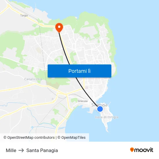 Mille to Santa Panagia map