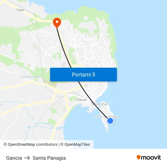 Gancia to Santa Panagia map