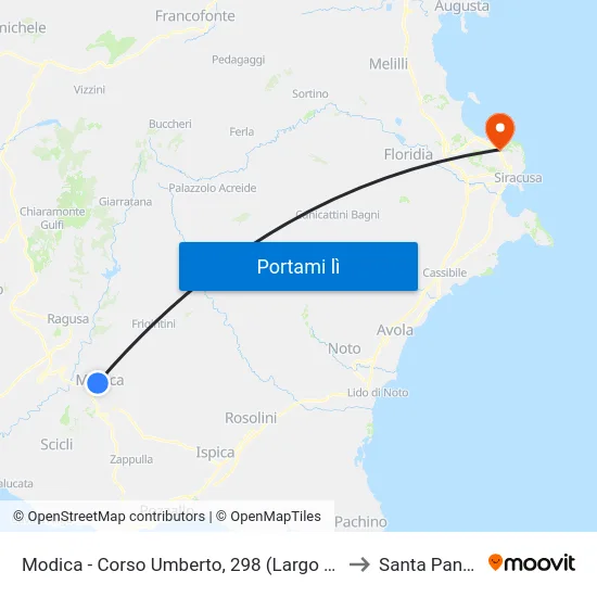 Modica - Corso Umberto, 298 (Largo 8 Marzo) to Santa Panagia map