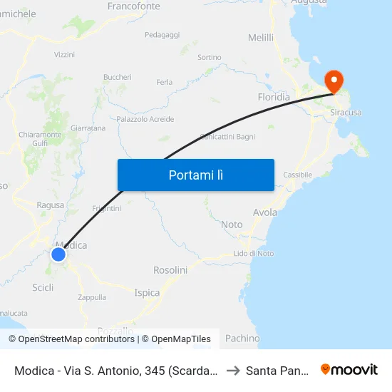 Modica - Via S. Antonio, 345 (Scardacucco) to Santa Panagia map