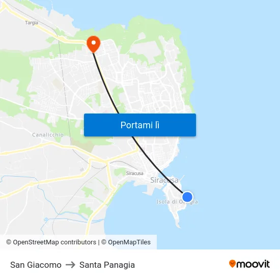 San Giacomo to Santa Panagia map