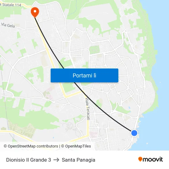 Dionisio Il Grande 3 to Santa Panagia map