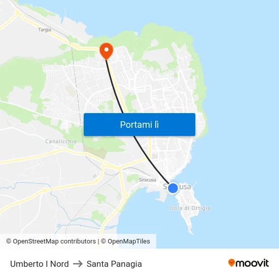 Umberto I Nord to Santa Panagia map