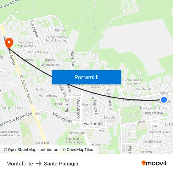 Monteforte to Santa Panagia map