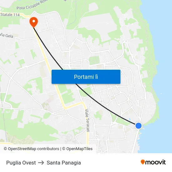 Puglia Ovest to Santa Panagia map