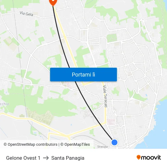 Gelone Ovest 1 to Santa Panagia map