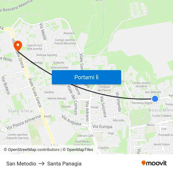 San Metodio to Santa Panagia map