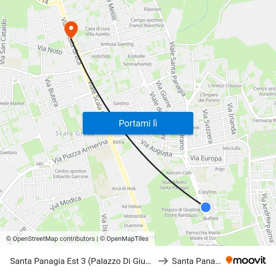 Santa Panagia Est 3 (Palazzo Di Giustizia) to Santa Panagia map