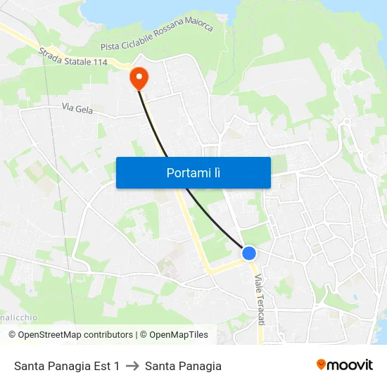 Santa Panagia Est 1 to Santa Panagia map