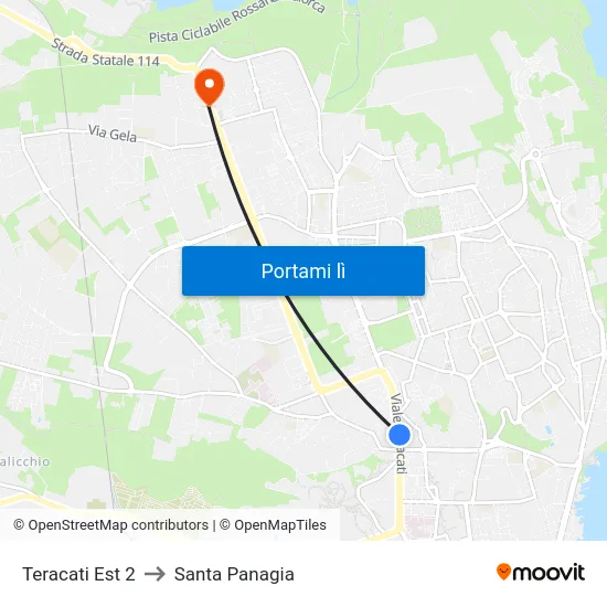 Teracati Est 2 to Santa Panagia map