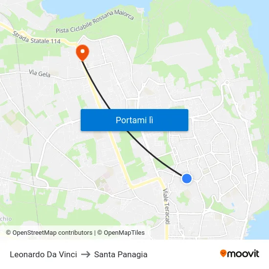Leonardo Da Vinci to Santa Panagia map
