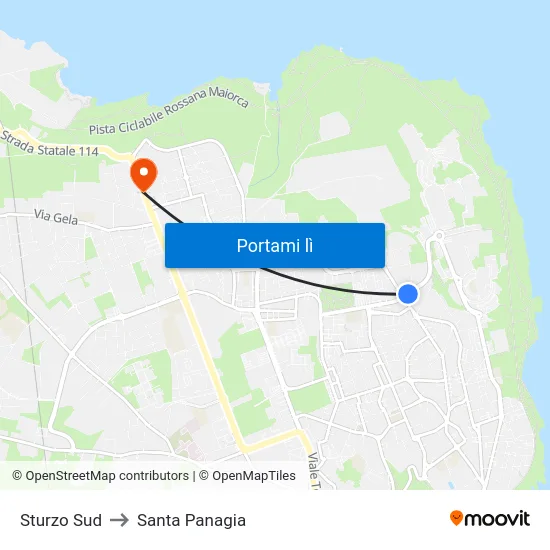 Sturzo Sud to Santa Panagia map