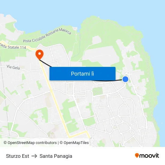 Sturzo Est to Santa Panagia map
