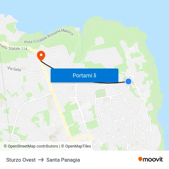 Sturzo Ovest to Santa Panagia map