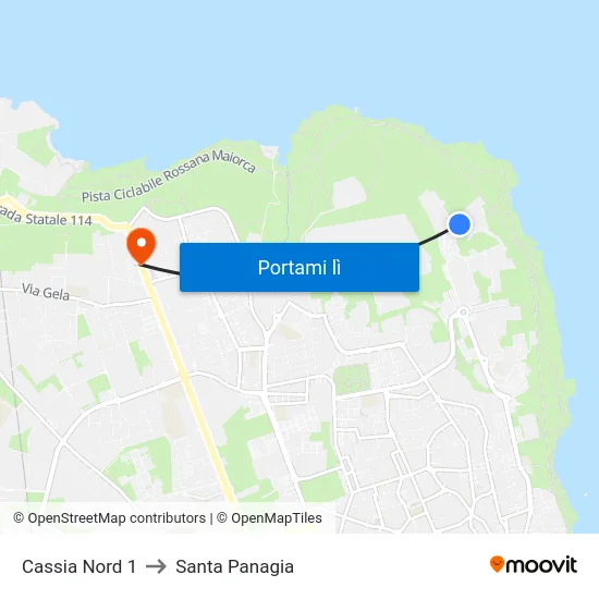 Cassia Nord 1 to Santa Panagia map
