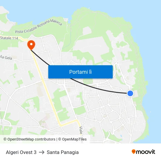 Algeri Ovest 3 to Santa Panagia map