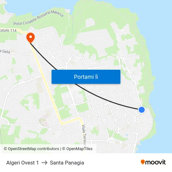 Algeri Ovest 1 to Santa Panagia map