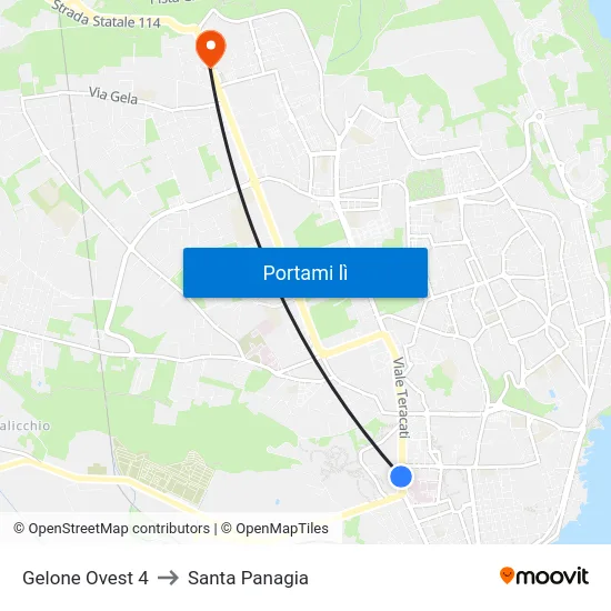 Gelone Ovest 4 to Santa Panagia map