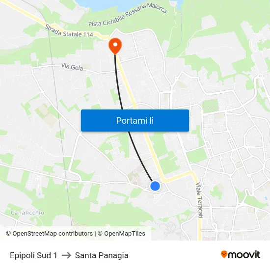 Epipoli Sud 1 to Santa Panagia map