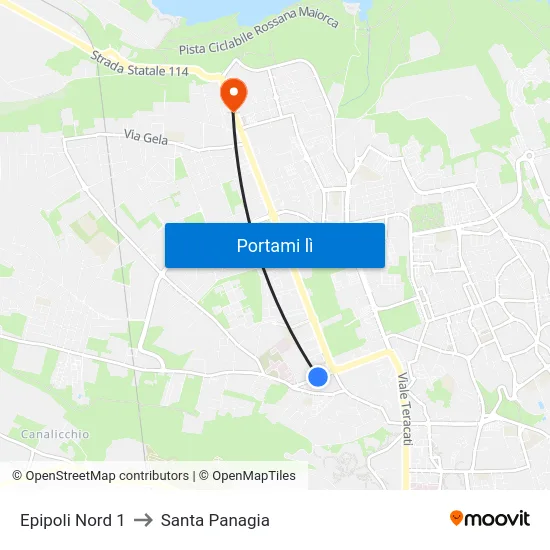 Epipoli Nord 1 to Santa Panagia map