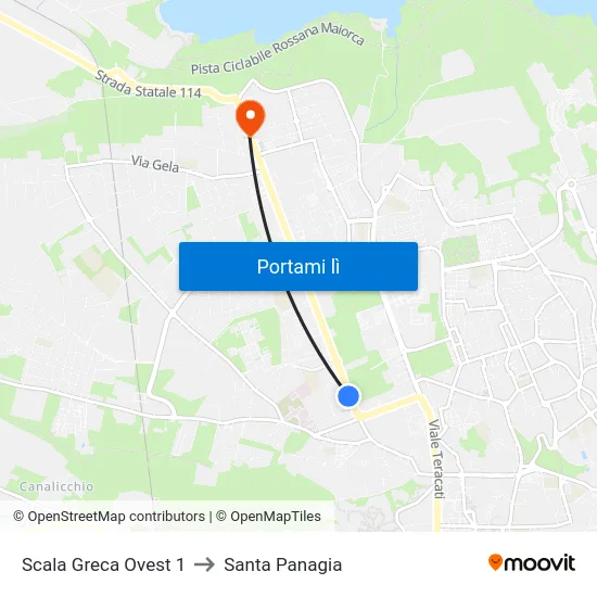 Scala Greca Ovest 1 to Santa Panagia map