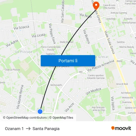 Ozanam 1 to Santa Panagia map