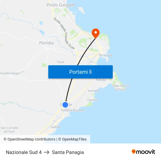Nazionale Sud 4 to Santa Panagia map