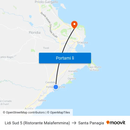 Lidi Sud 5 (Ristorante Malafemmina) to Santa Panagia map