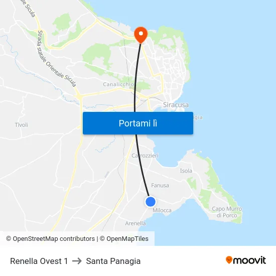 Renella Ovest 1 to Santa Panagia map
