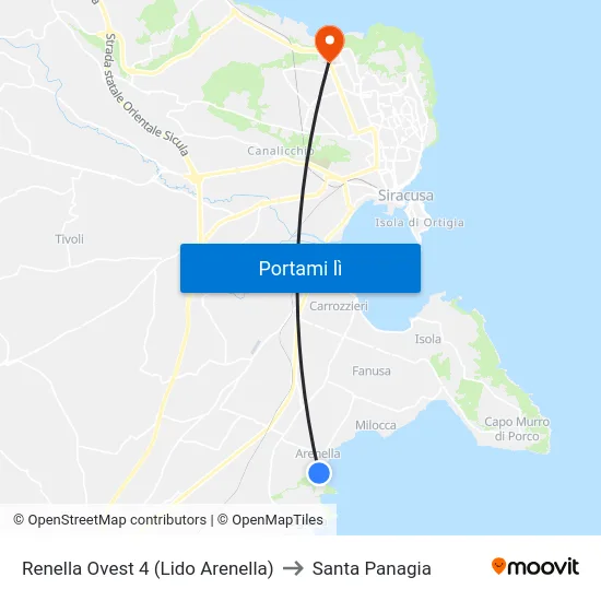 Renella Ovest 4 (Lido Arenella) to Santa Panagia map