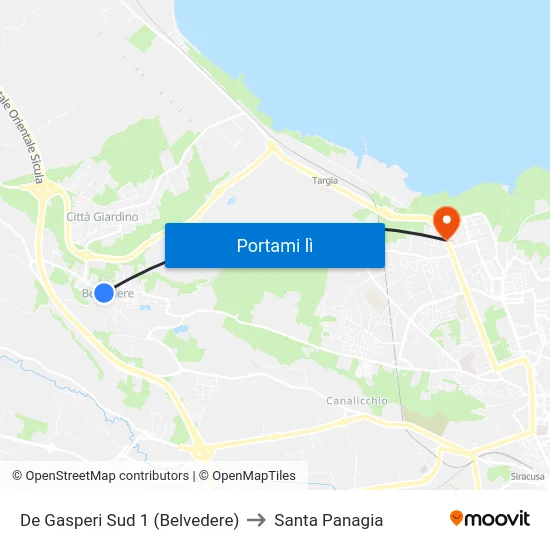 De Gasperi Sud 1 (Belvedere) to Santa Panagia map