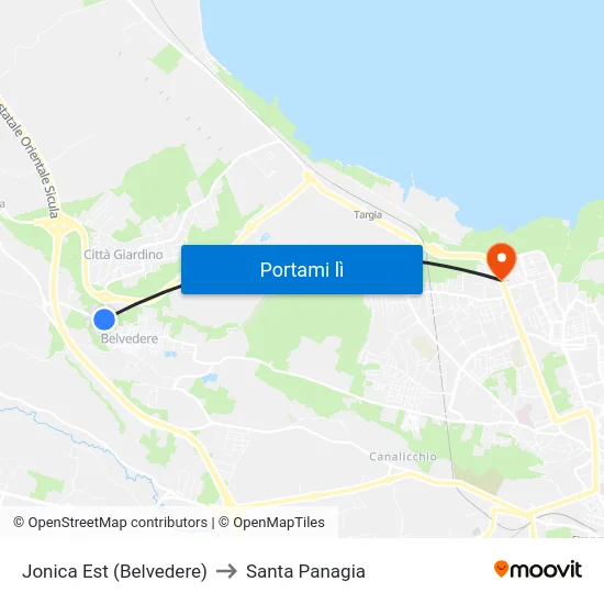 Jonica Est (Belvedere) to Santa Panagia map