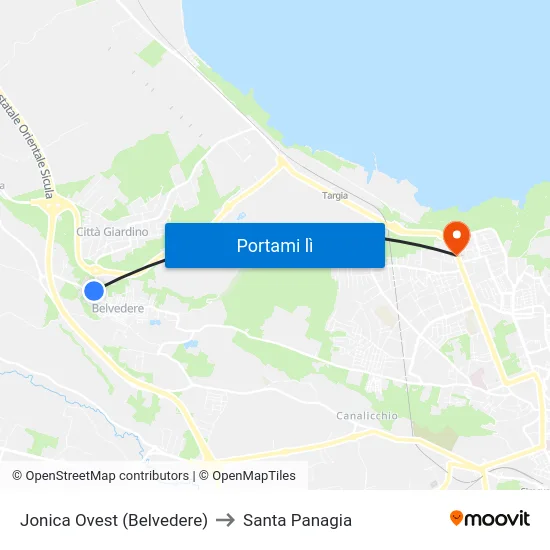 Jonica Ovest (Belvedere) to Santa Panagia map