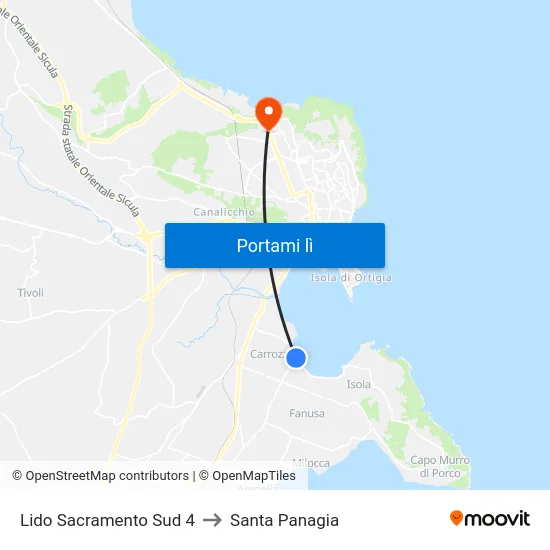 Lido Sacramento Sud 4 to Santa Panagia map