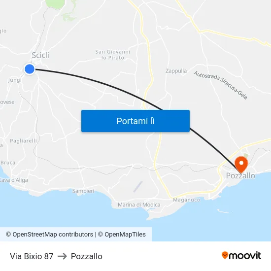 Via Bixio 87 to Pozzallo map