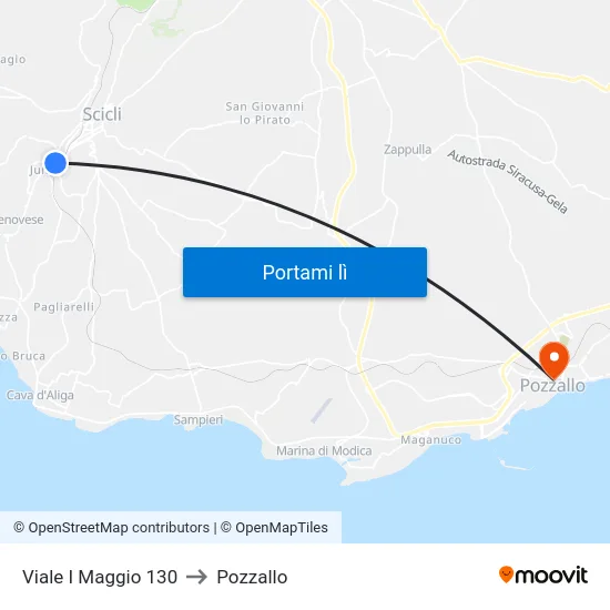 Viale I Maggio 130 to Pozzallo map