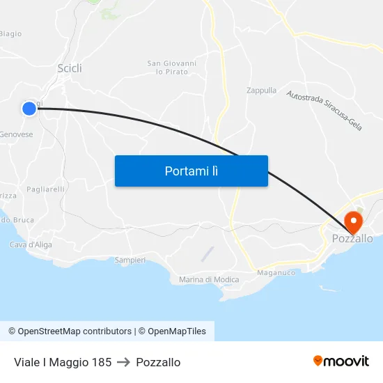 Viale I Maggio 185 to Pozzallo map