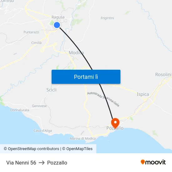 Via Nenni 56 to Pozzallo map