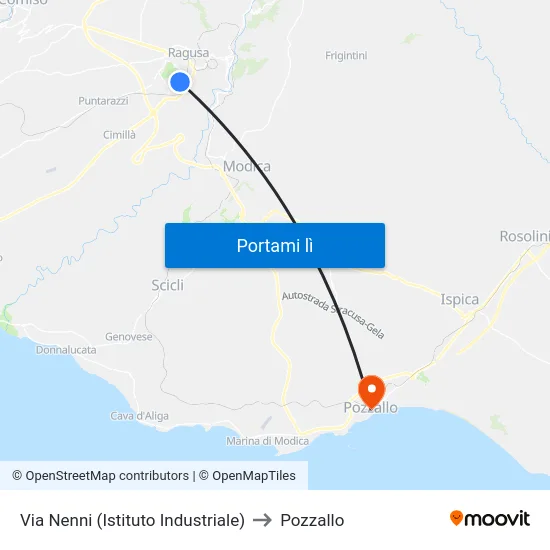 Via Nenni (Istituto Industriale) to Pozzallo map