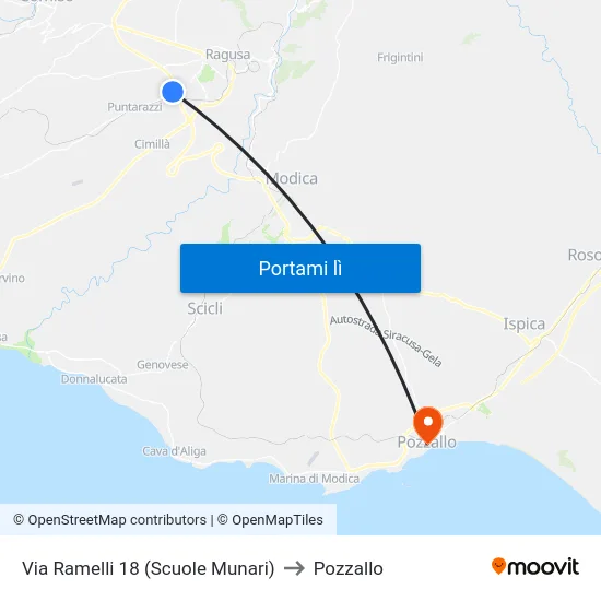 Via Ramelli 18 (Scuole Munari) to Pozzallo map