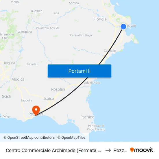 Centro Commerciale Archimede (Fermata Non Segnalata) to Pozzallo map