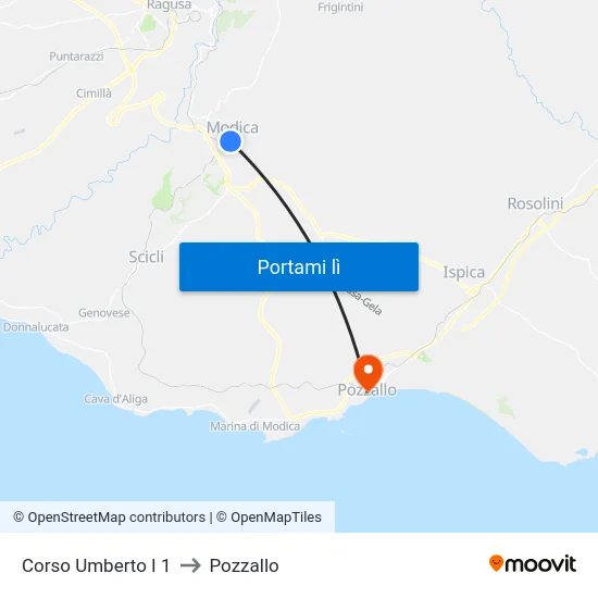 Corso Umberto I 1 to Pozzallo map