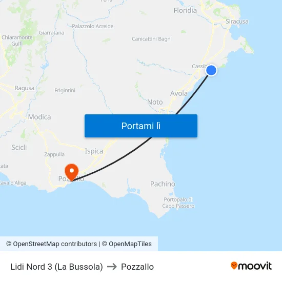 Lidi Nord 3 (La Bussola) to Pozzallo map
