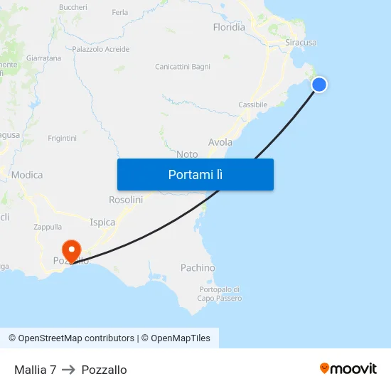Mallia 7 to Pozzallo map
