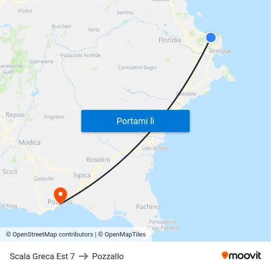 Scala Greca Est 7 to Pozzallo map