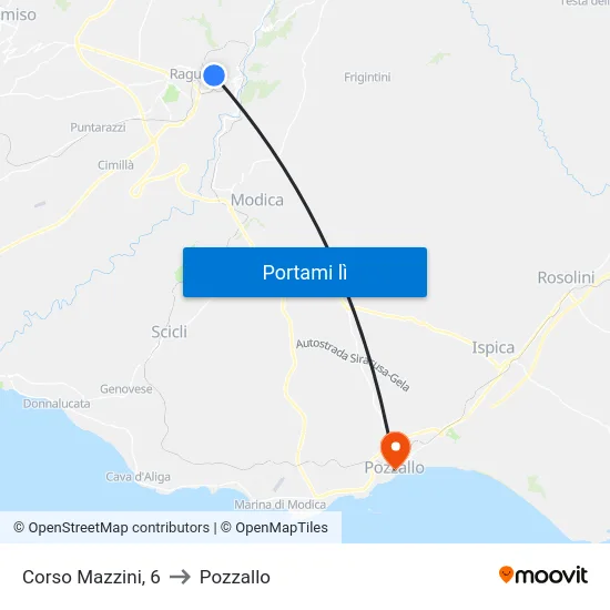 Corso Mazzini, 6 to Pozzallo map