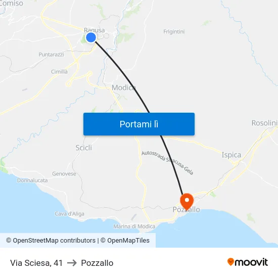 Via Sciesa, 41 to Pozzallo map